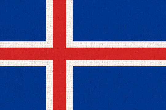 Icelandic national flag on textured background. Republic of Iceland