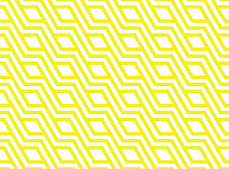 Abstraktes geometrisches Muster. Ein nahtloser Vektorhintergrund. Weiße und gelbe Verzierung. Grafisches modernes Muster. Einfaches Gittergrafikdesign
