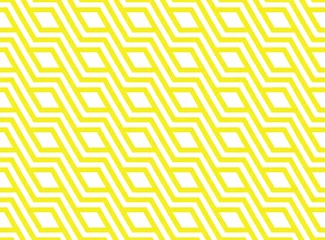 Foto op Plexiglas Geel Abstracte geometrische patroon. Een naadloze vectorachtergrond. Wit en geel ornament. Grafisch modern patroon. Eenvoudig rooster grafisch ontwerp