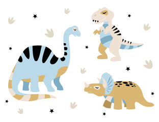 collection of cute dinosaurs for prints