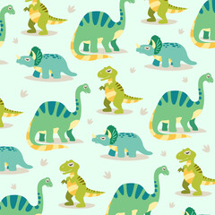 textile pattern with green dinosaurs