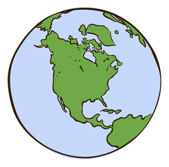 North America on globe. Planet Earth continent sketch