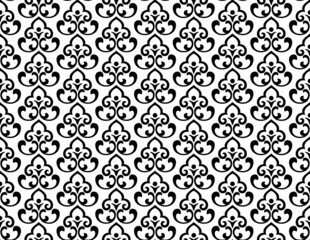 Flower geometric pattern. Seamless vector background. White and black ornament