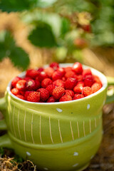 strawberries in the green cup