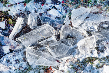 ice geometry outdoor, A piece of ice stands on the rocks.