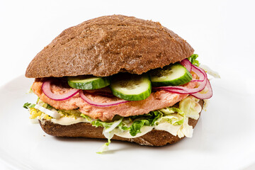 fiit burger with fresh vegetables