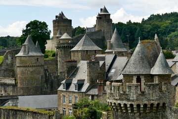 Naklejka premium Sommets des tours et toits du château de Fougères