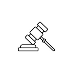 Business and finance outline vector icon. Law, judge gavel vector icon