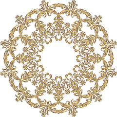 3D-image gold classic central ornament for ceiling decoration