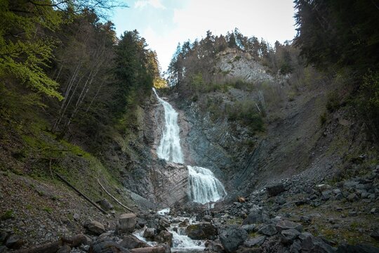 Fallbach Waterfall in Blumenstein, Thun, Berner Oberland, Switzerland.