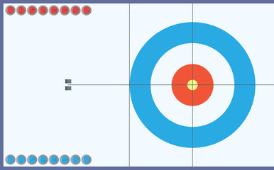 Markup Curling Sheet and Set of Curling Stones in real scale.