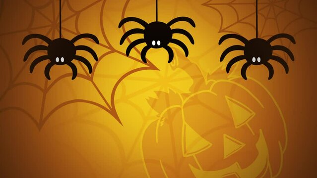 Black spider and web pattern, motion horror, mystical and Halloween style background