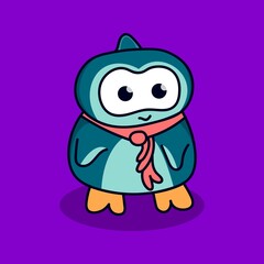 Cute doodle mascot of penguin
