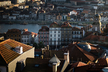 Top view of historic part of Porto, Portugal.