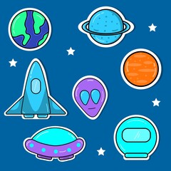 collection of space sticker vector