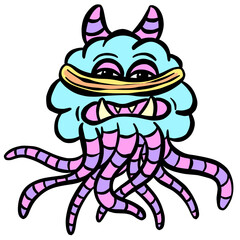Funny Imaginary Monster Mascot Cartoon Character 