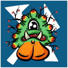 Funny Imaginary Monster Mascot Cartoon Character 