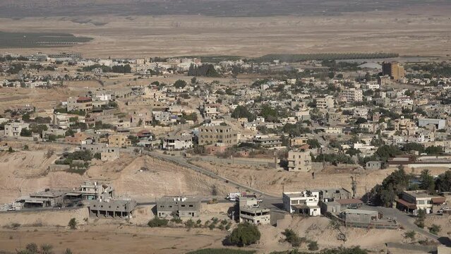 Residential and commercial buildings in Jericho, in the Palestinian Territories
