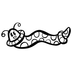 Funny Imaginary Monster Mascot Cartoon Character  Worm