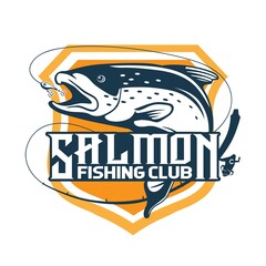 Salmon Fishing Logo Hand Drawn Design
