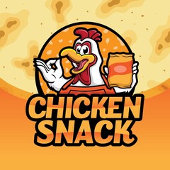 Smile Chicken Snack Cartoon Mascot Vector Design
