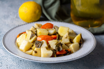 Turkish olive oil foods; celery (Turkish name; Zeytinyagli kereviz)