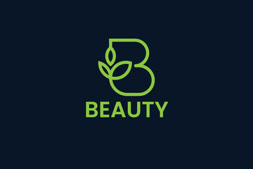 B Letter Beauty Natural Creative Minimal Organic Leafe Logo Design Vector Template