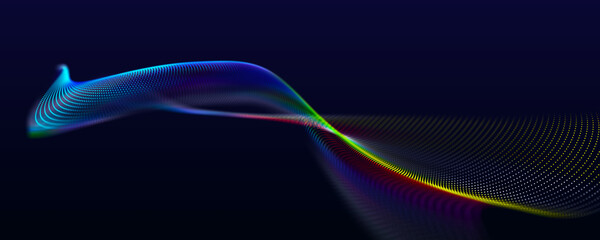 Abstract wave of musical sounds. Smooth information transfer. 3D rendering.