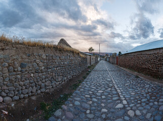 Stone made street of Yanque town, in Colca Canyon