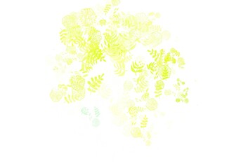 Light Green, Red vector doodle background with leaves.