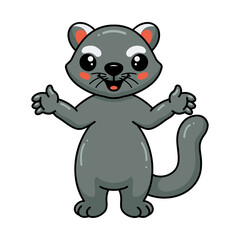 Obraz na płótnie Canvas Cute little bearcat cartoon raising hands