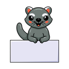 Cute little bearcat cartoon with blank sign