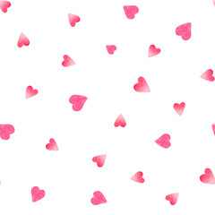 Watercolor heart on a white background. Seamless pattern.