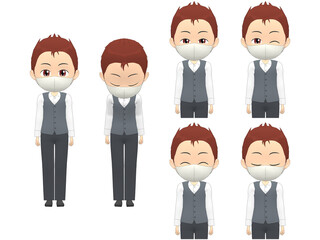 [Greeting] Man Vest short hair front