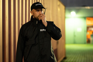 Security Guard At Cargo Container Storage Terminal