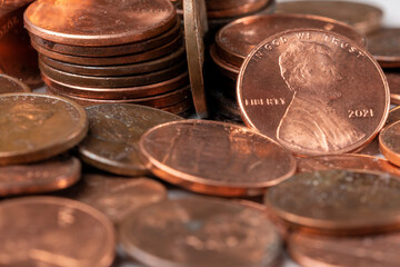 Pennies coins copper cent money