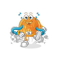 bitcoin runner character. cartoon mascot vector