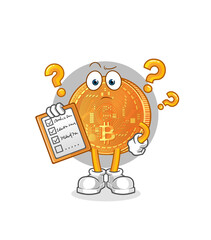 bitcoin schedule list vector. cartoon character