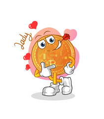 bitcoin flirting illustration. character vector
