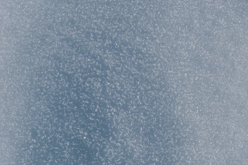 A close-up shot of the freshly fallen snow