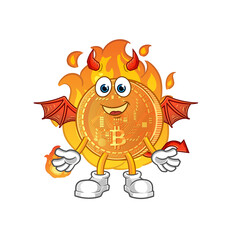 bitcoin demon with wings character. cartoon mascot vector