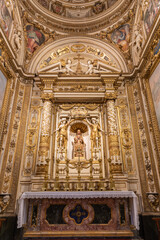 Fototapeta na wymiar ROME, ITALY - SEPTEMBER 1, 2021: The side chapel of Santa Maria in Monserato in the same name church and central Madonna statue by Manuel Martí Cabrer from 20. cent.