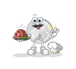 ethereum coin chef with meat mascot. cartoon vector