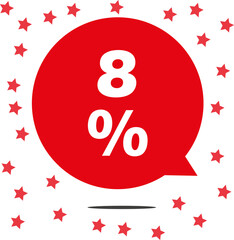 8% image for discounts and promotion for different types of products, stores and food