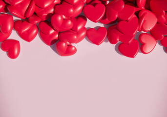 Romantic hearts background 3d rendering