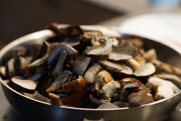 Collected and washed mushrooms