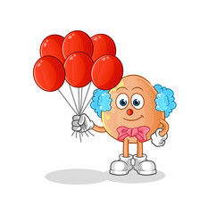 egg clown with balloons vector. cartoon character