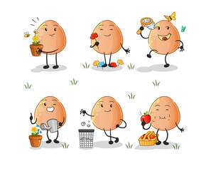 egg save the earth group. cartoon mascot