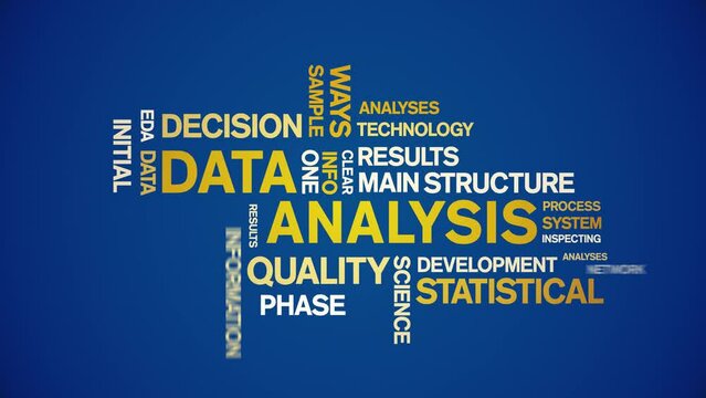 4k Data Analysis Animated Tag Word Cloud;Text Design big data Animation typography seamless loop.