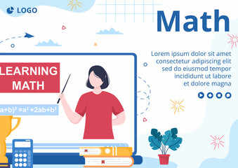 Learning Mathematics Education and Knowledge Brochure Template Flat Illustration Editable of Square Background Suitable for Social Media or Web
